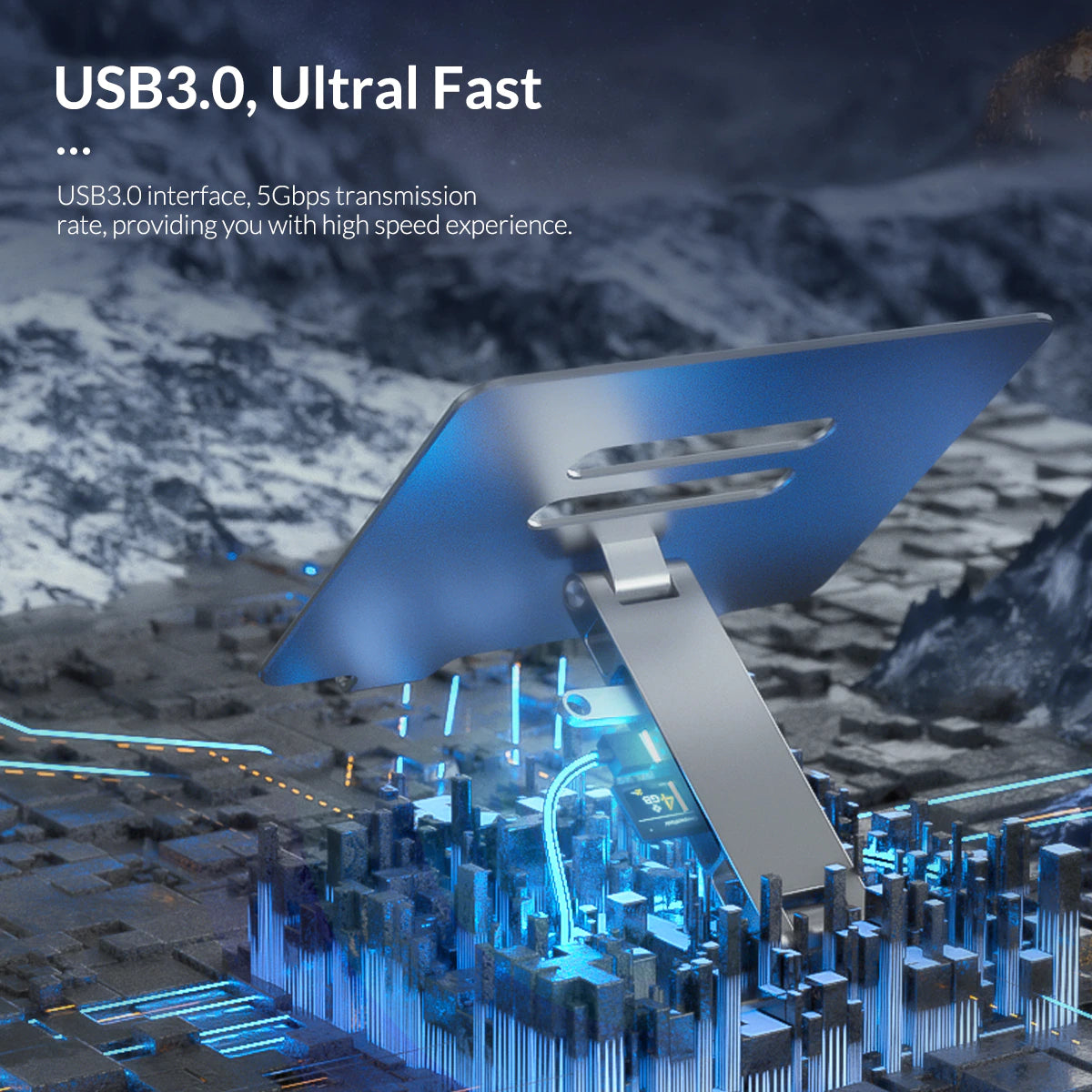 Foldable Laptop Stand with 4 Port USB3.0 Port