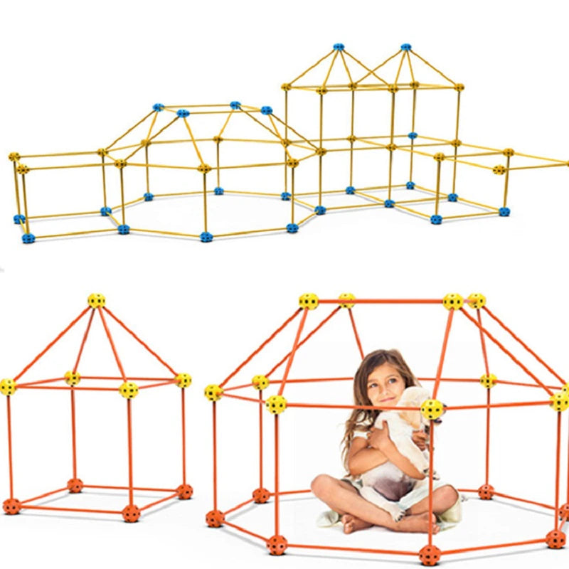 Kids Fort Building Kit - Castles, Tunnels, Tents, 3D Playhouse