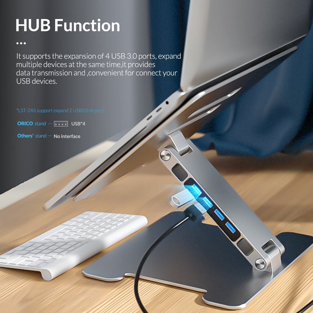 Foldable Laptop Stand with 4 Port USB3.0 Port 