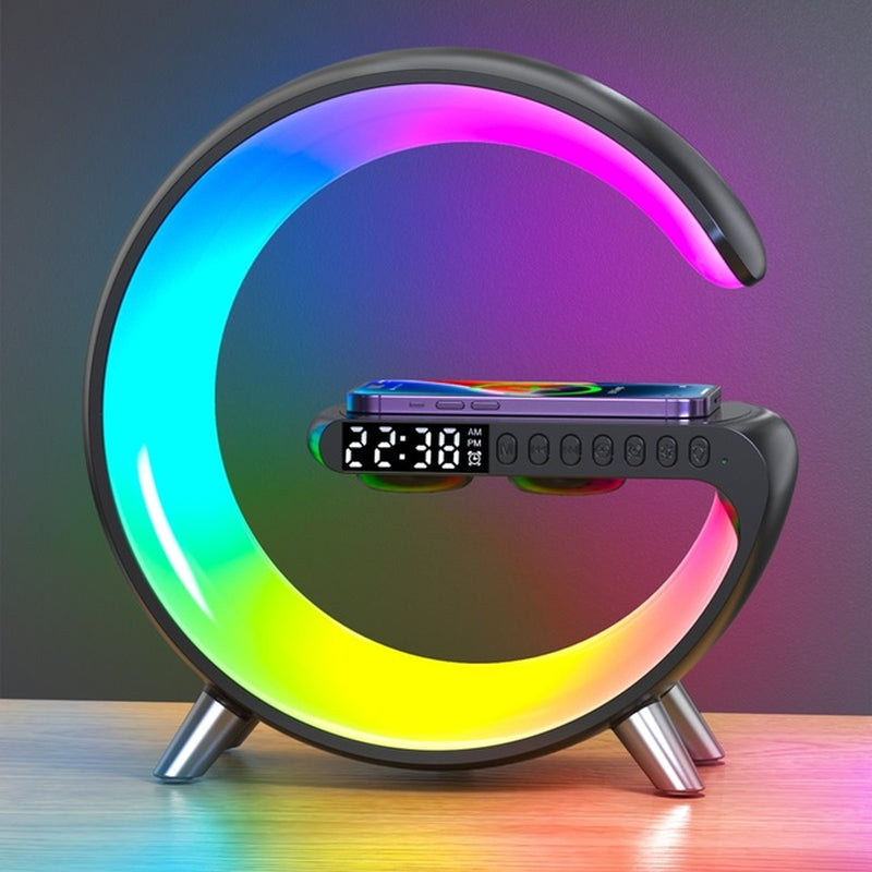 Multifunctional Wireless Charger, Alarm Clock, Speaker, APP Control, RGB Night Light, Charging Station for Iphone 11 12 13 14 Samsung